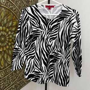 Stylish Zebra Print Cardigan
